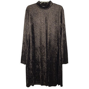NWT Vintage Impressions Velvet Mini Swing Dress Mock Neck Long Sleeve Cheetah Sm